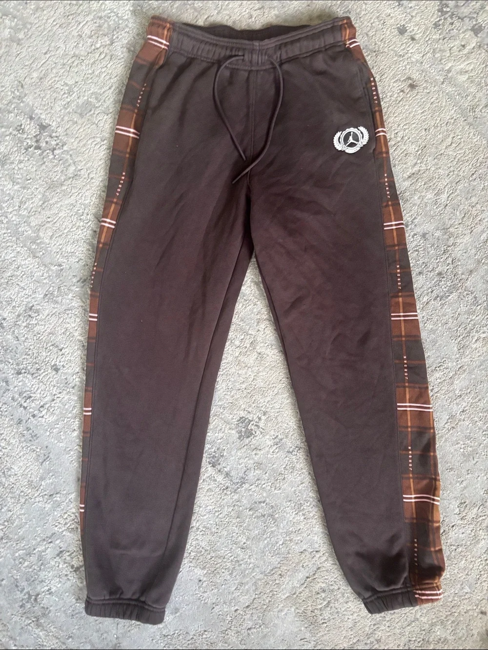 Jordan Brown Joggers with Plaid Side Panels